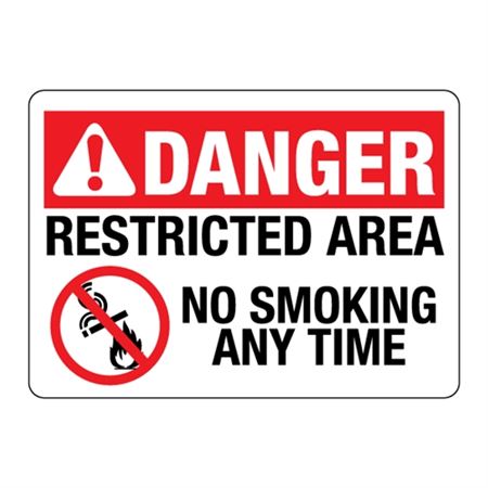 ANSI Danger Restricted Area No Smoking Any Time